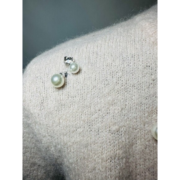 Who What Wear Wool Blend Light Pink Embellished Pearls Jeweled Sweater MEDIUM - Picture 6 of 12